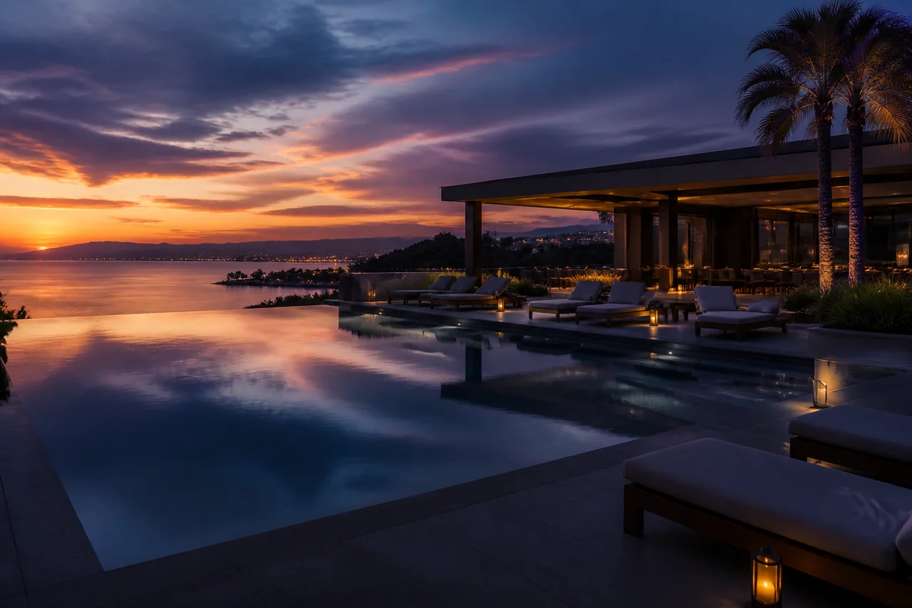 Illustrative hotel and resort setting from the HexaTech source material.