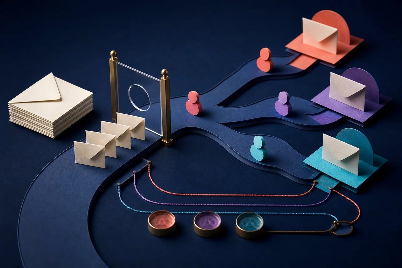 An illustrated audience, message and response journey.