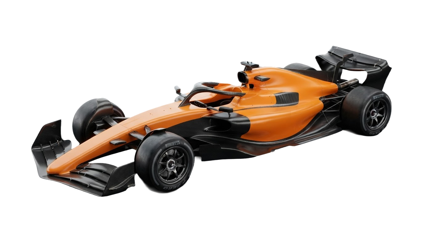 Orange and black racing car, built for momentum