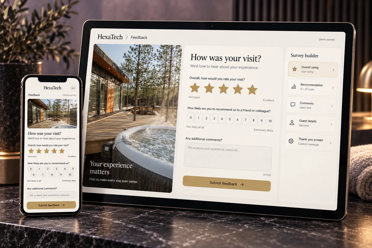 Guest feedback survey on a tablet