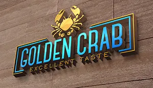 Golden Crab restaurant sign with a crab illustration