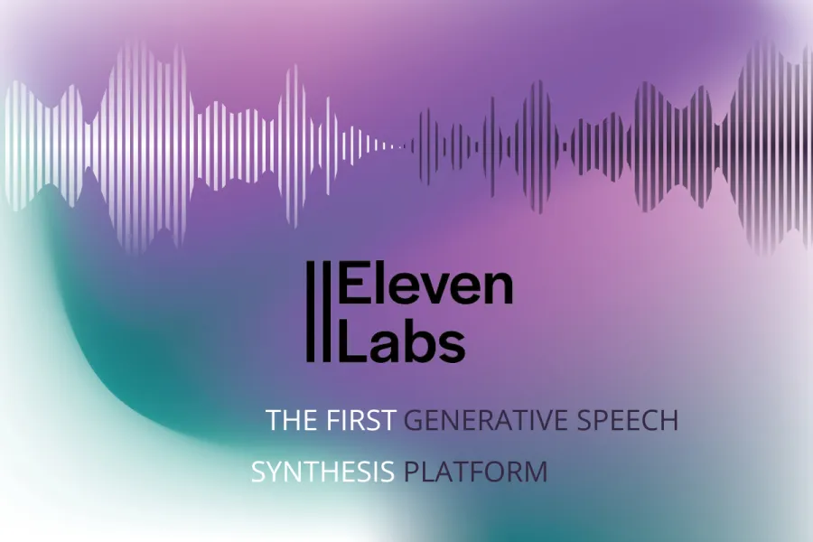 ElevenLabs speech-synthesis graphic with an audio waveform