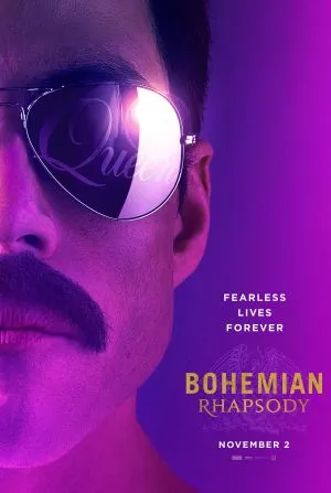 Bohemian Rhapsody film poster in purple and gold