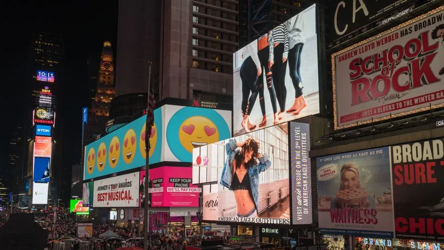 Illuminated advertising billboards in Times Square