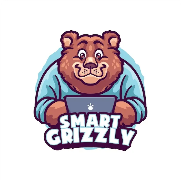Smart Grizzly bear mascot logo