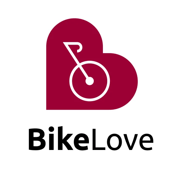BikeLove logo combining a bicycle symbol and a heart