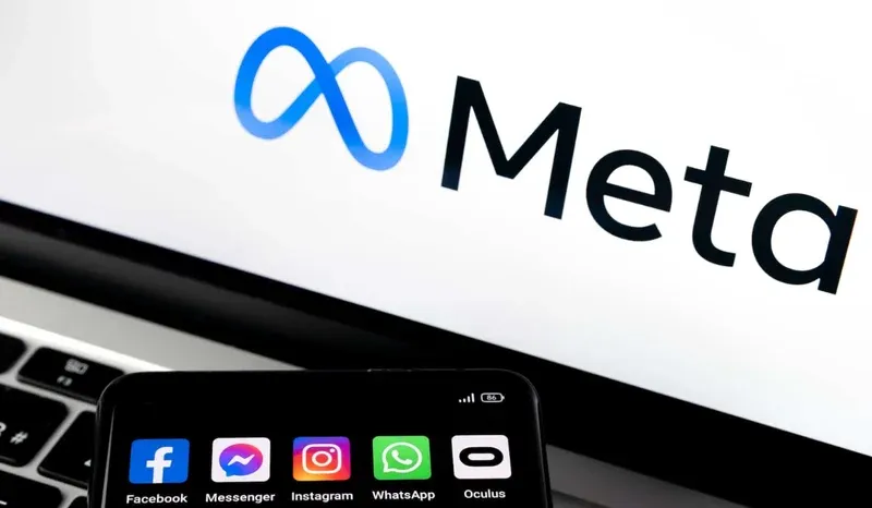 Meta branding above a laptop keyboard