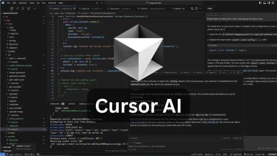 Cursor AI symbol over a code editor