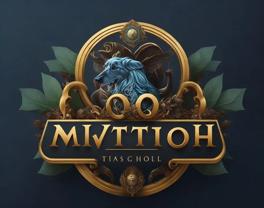 An ornate illustrated logo with a creature and decorative lettering