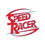Speed Racer lettering inside a red circular shape
