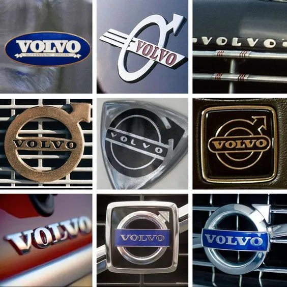 Examples of Volvo badges and wordmarks