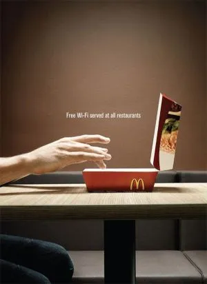 McDonald's advertisement with a diner reaching for food