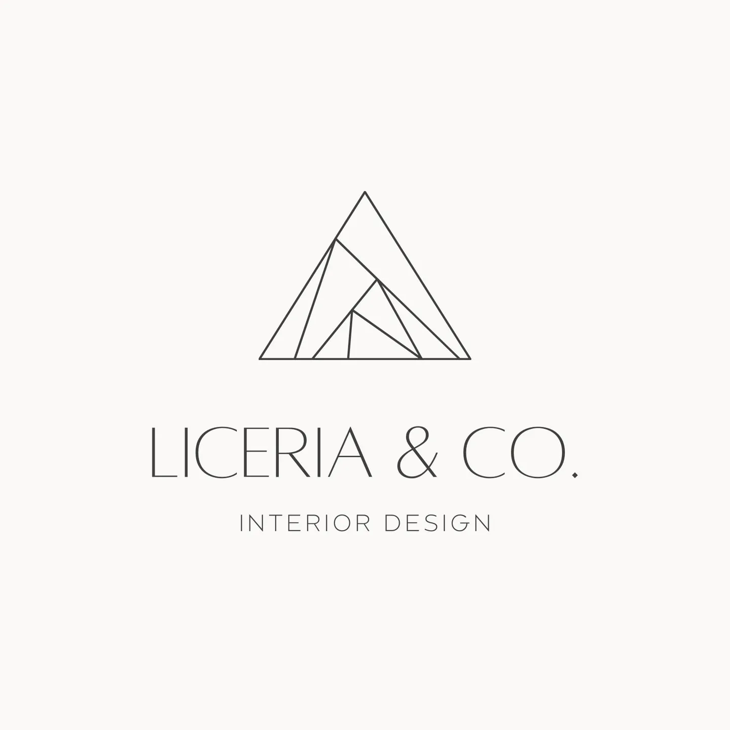 Liceria and Co. geometric line emblem above an interior-design wordmark